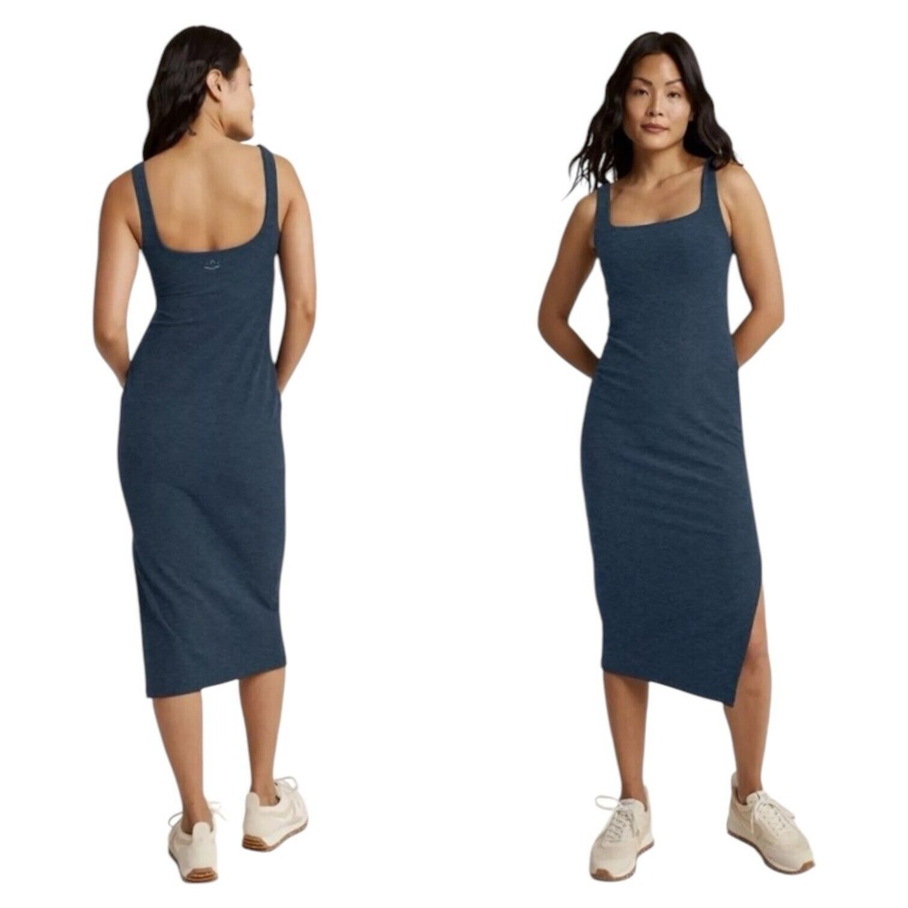 Beyond‎ Yoga Womens Size 1X Green Spacedye Icon Midi Dress Sleeveless Stretch